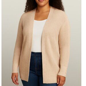 Ten Sixty Sherman Women’s Tan Open-Front Long Sleeve Cardigan Sweater size Large